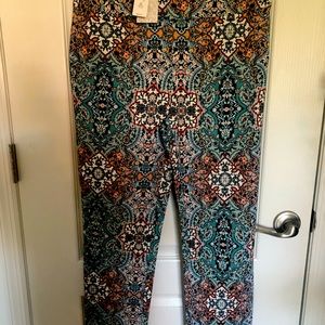 Chicos Bridgette Slimming Pant in blue rust multi. New